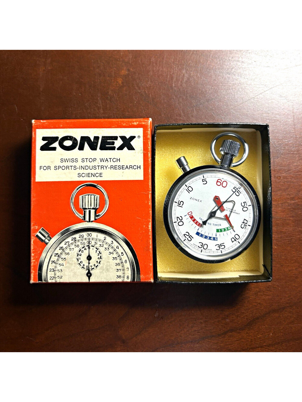 ZONEX Swiss Metal Stopwatch Timer, Silver, Stopwatches, Includes Box